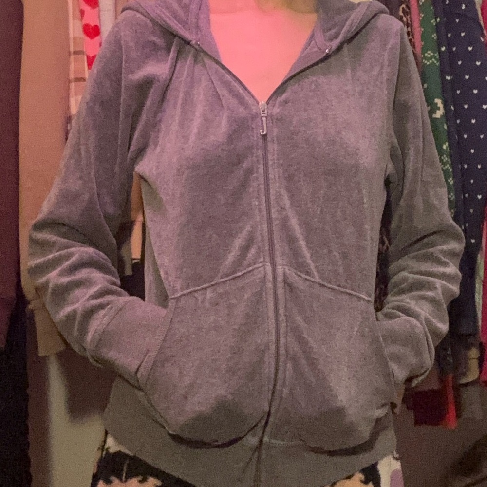 size large grey/gray velour juicy couture zip up hoodie